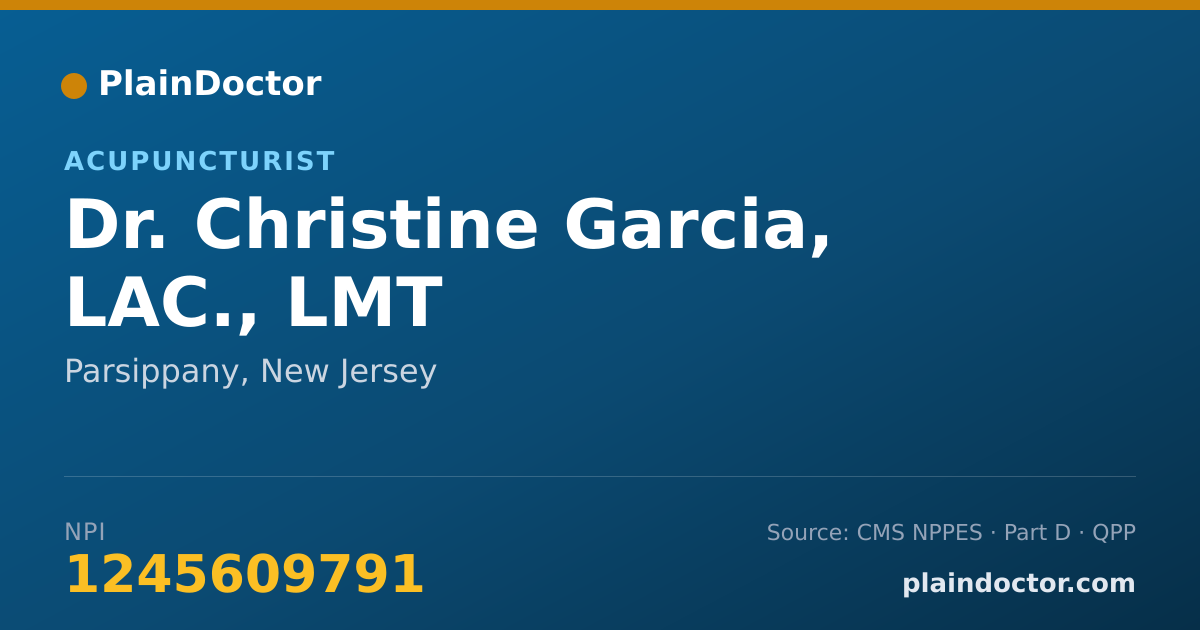 Shareable card for Christine Garcia, LAC., LMT - Acupuncturist, Parsippany, NJ