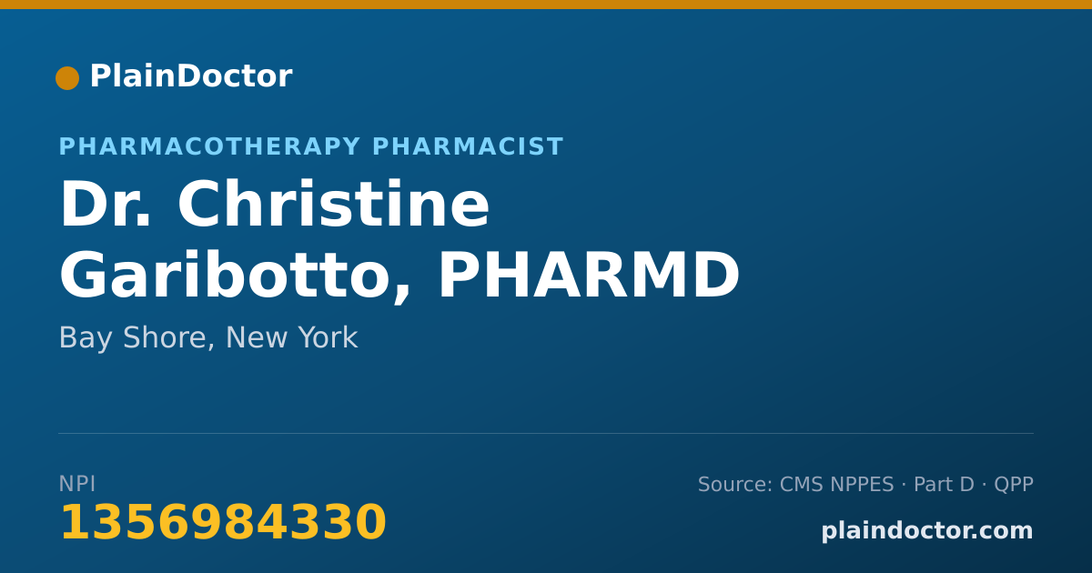 Shareable card for Christine Garibotto, PHARMD - Pharmacotherapy Pharmacist, Bay Shore, NY