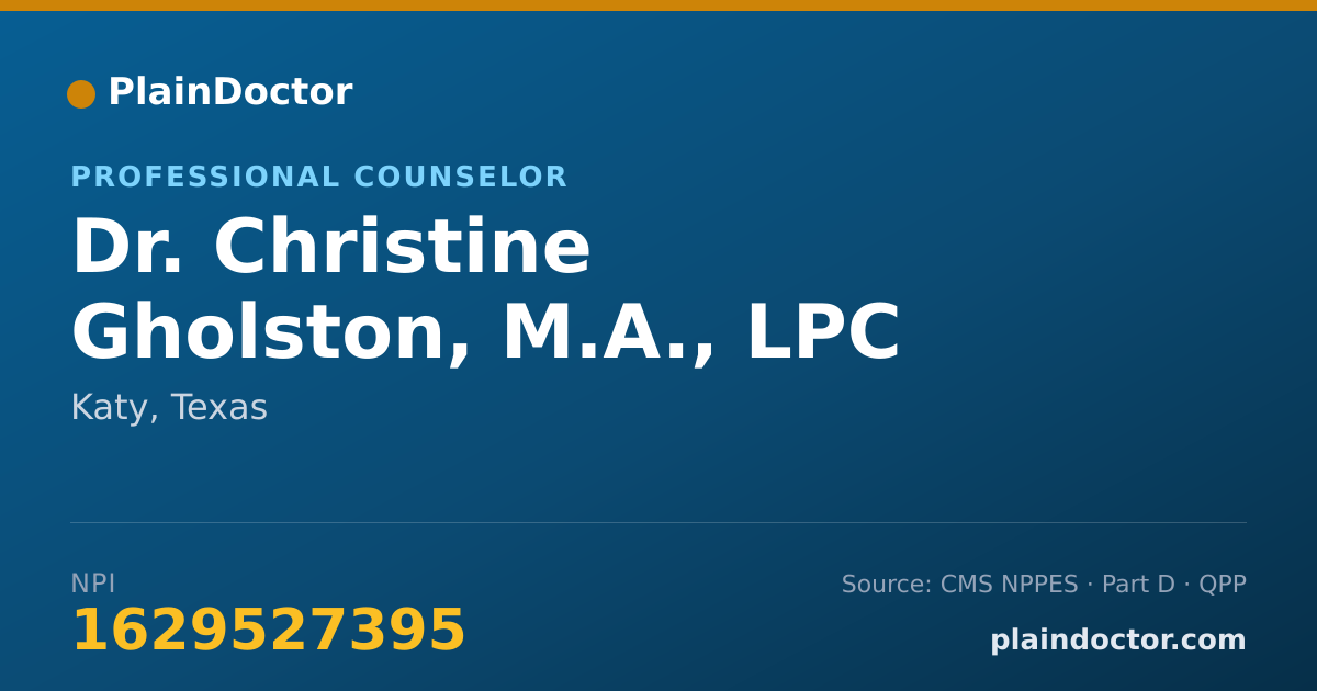 Shareable card for Christine Gholston, M.A., LPC - Professional Counselor, Katy, TX
