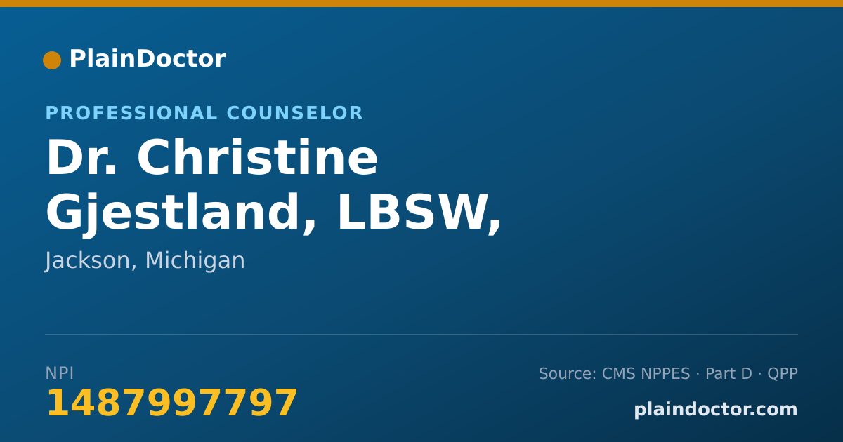 Shareable card for Christine Gjestland, LBSW, MA:LLPC - Professional Counselor, Jackson, MI
