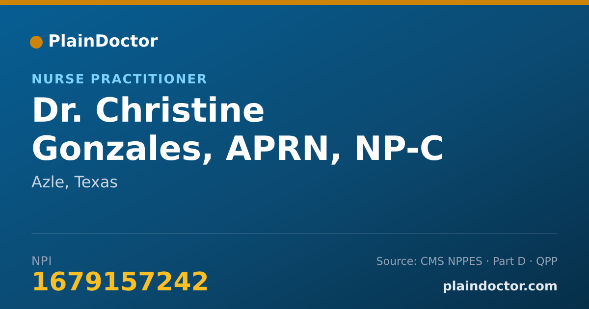 Shareable card for Christine Gonzales, APRN, NP-C - Nurse Practitioner, Azle, TX