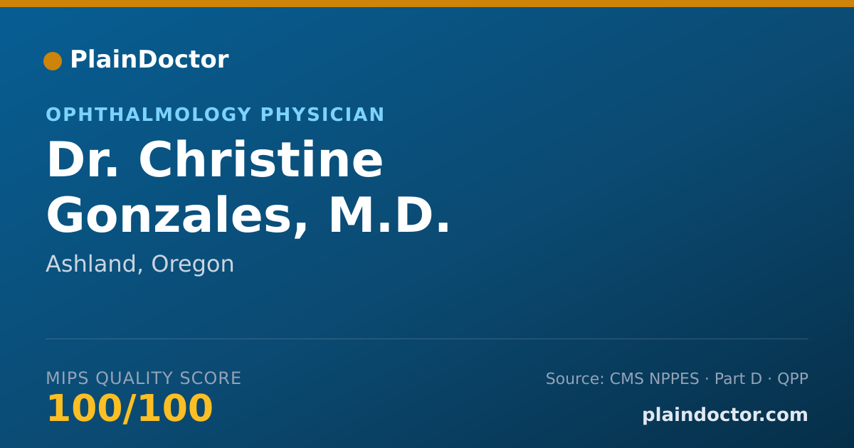 Shareable card for Christine Gonzales, M.D. - Ophthalmology Physician, Ashland, OR