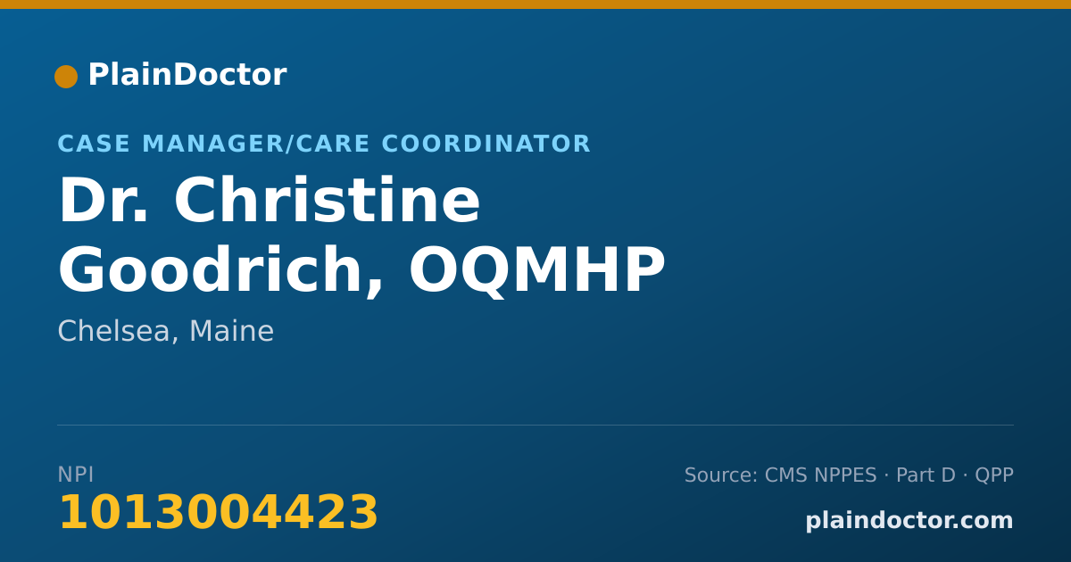 Shareable card for Christine Goodrich, OQMHP - Case Manager/Care Coordinator, Chelsea, ME