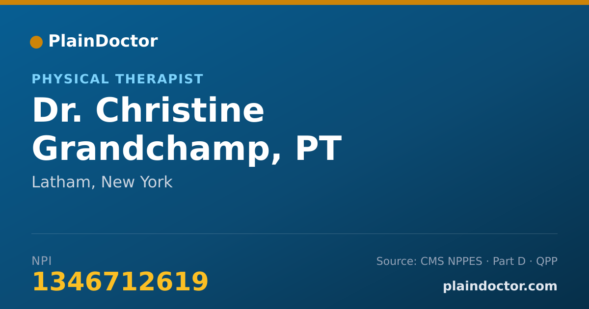 Shareable card for Christine Grandchamp, PT - Physical Therapist, Latham, NY
