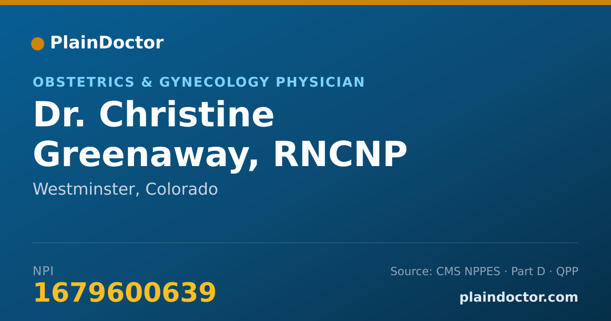 Shareable card for Christine Greenaway, RNCNP - Obstetrics & Gynecology Physician, Westminster, CO