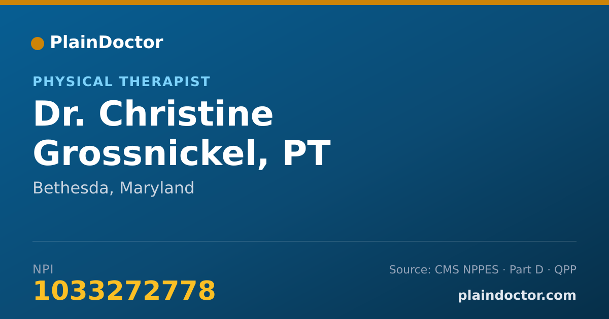 Shareable card for Christine Grossnickel, PT - Physical Therapist, Bethesda, MD
