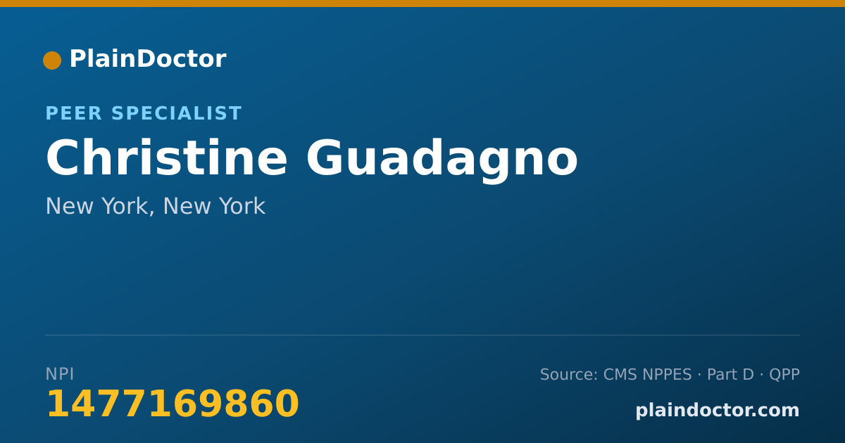 Shareable card for Christine Guadagno - Peer Specialist, New York, NY