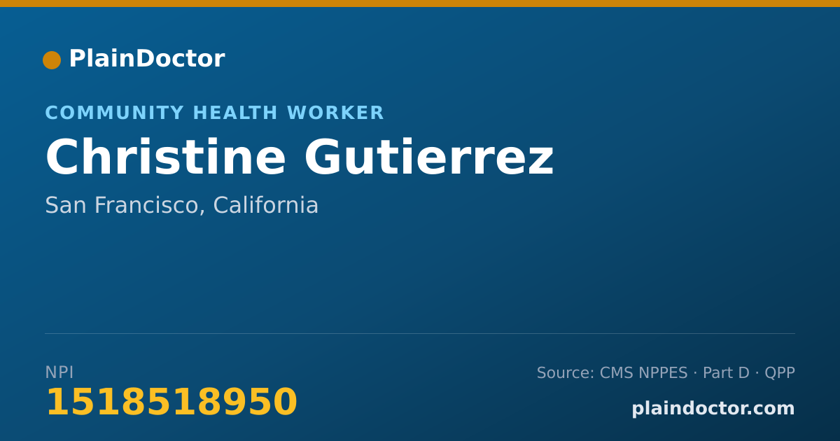 Shareable card for Christine Gutierrez - Community Health Worker, San Francisco, CA