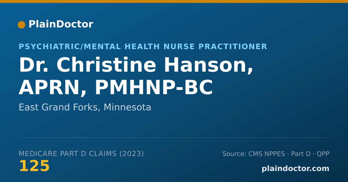 Shareable card for Christine Hanson, APRN, PMHNP-BC - Psychiatric/Mental Health Nurse Practitioner, East Grand Forks, MN