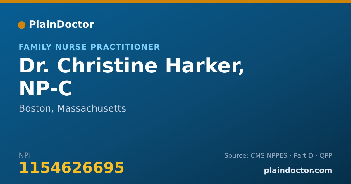 Shareable card for Christine Harker, NP-C - Family Nurse Practitioner, Boston, MA