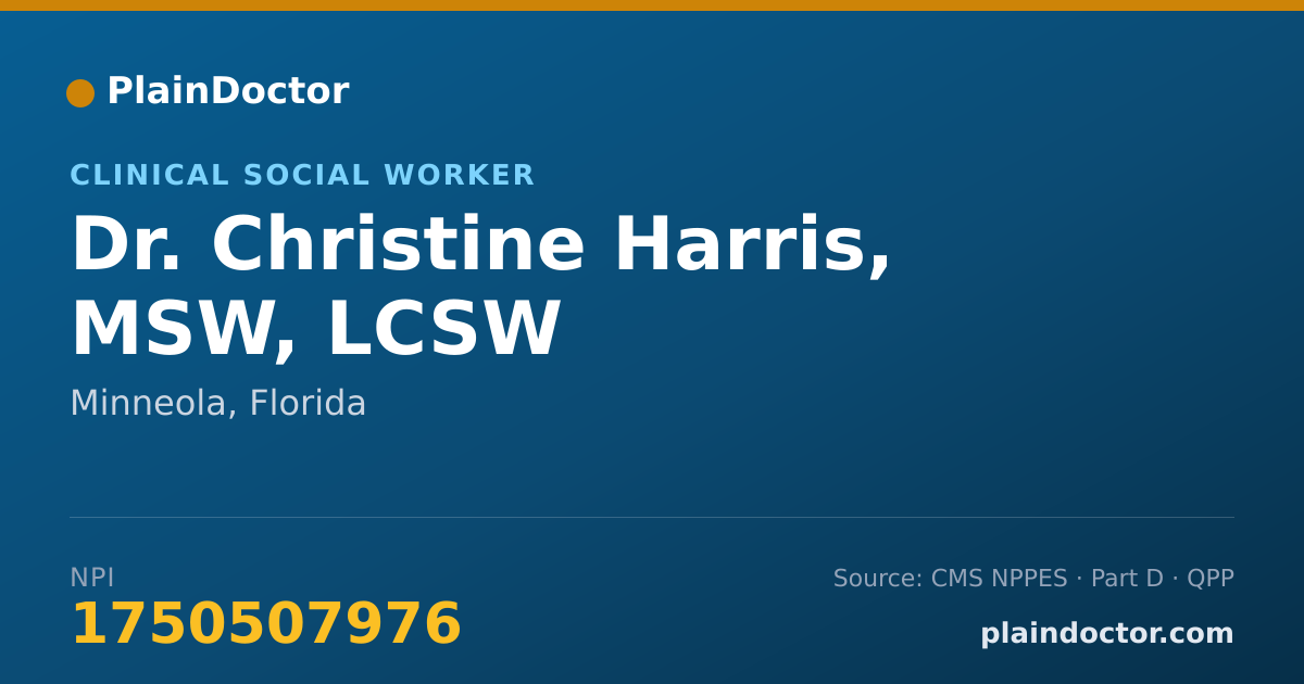 Shareable card for Christine Harris, MSW, LCSW - Clinical Social Worker, Minneola, FL