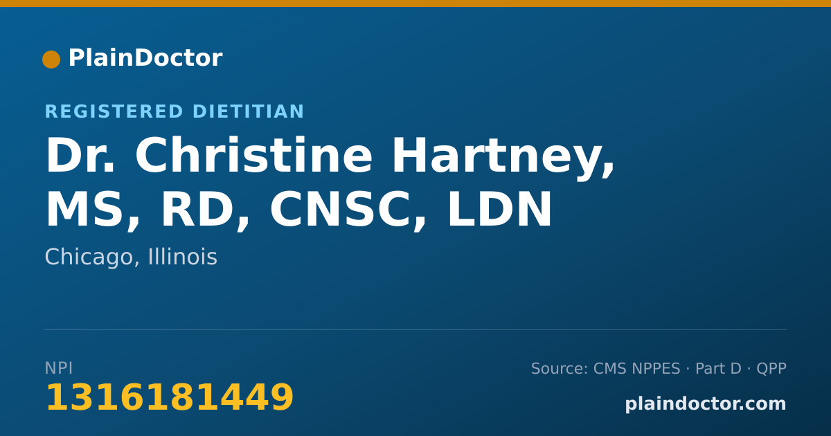 Shareable card for Christine Hartney, MS, RD, CNSC, LDN - Registered Dietitian, Chicago, IL