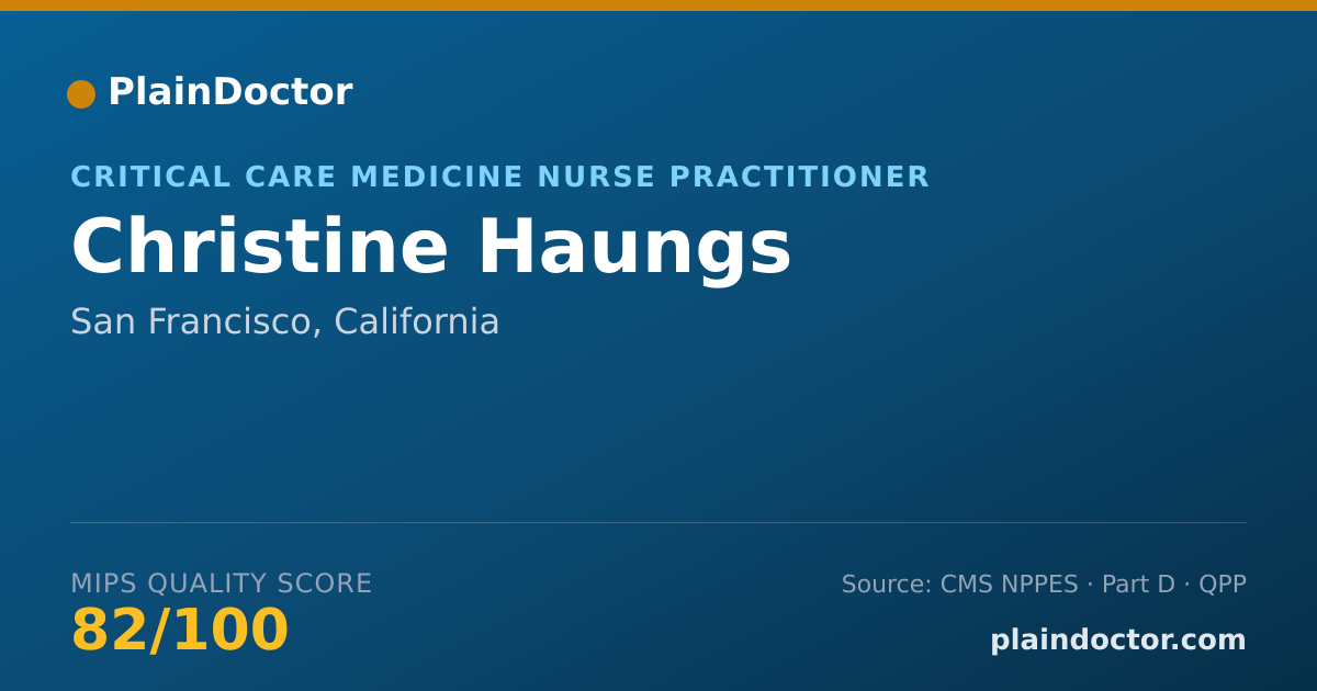 Shareable card for Christine Haungs - Critical Care Medicine Nurse Practitioner, San Francisco, CA