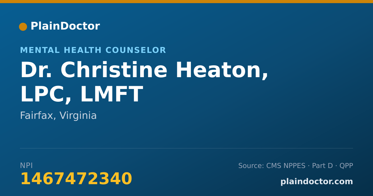 Shareable card for Christine Heaton, LPC, LMFT - Mental Health Counselor, Fairfax, VA