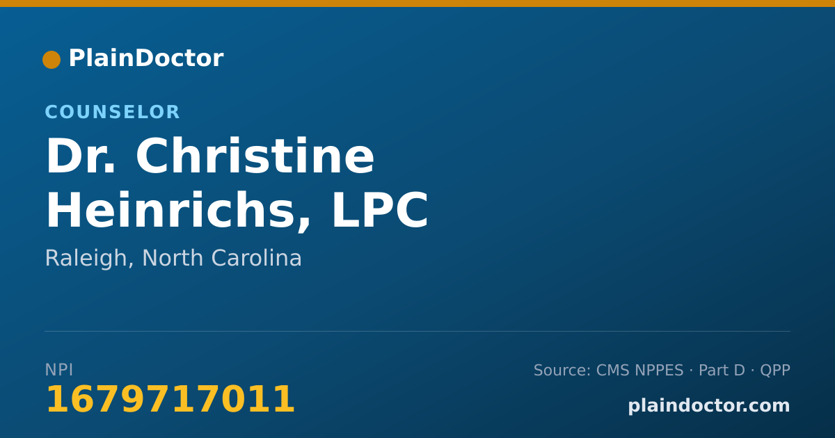 Shareable card for Christine Heinrichs, LPC - Counselor, Raleigh, NC