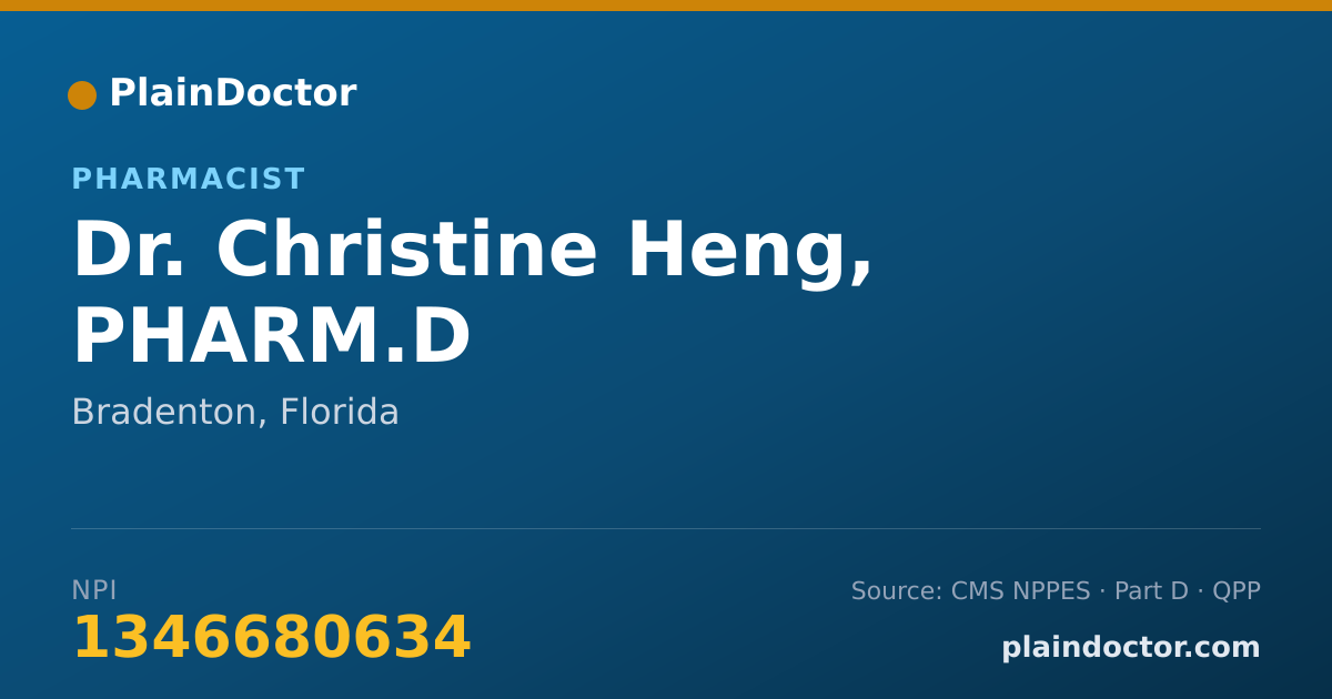 Shareable card for Christine Heng, PHARM.D - Pharmacist, Bradenton, FL