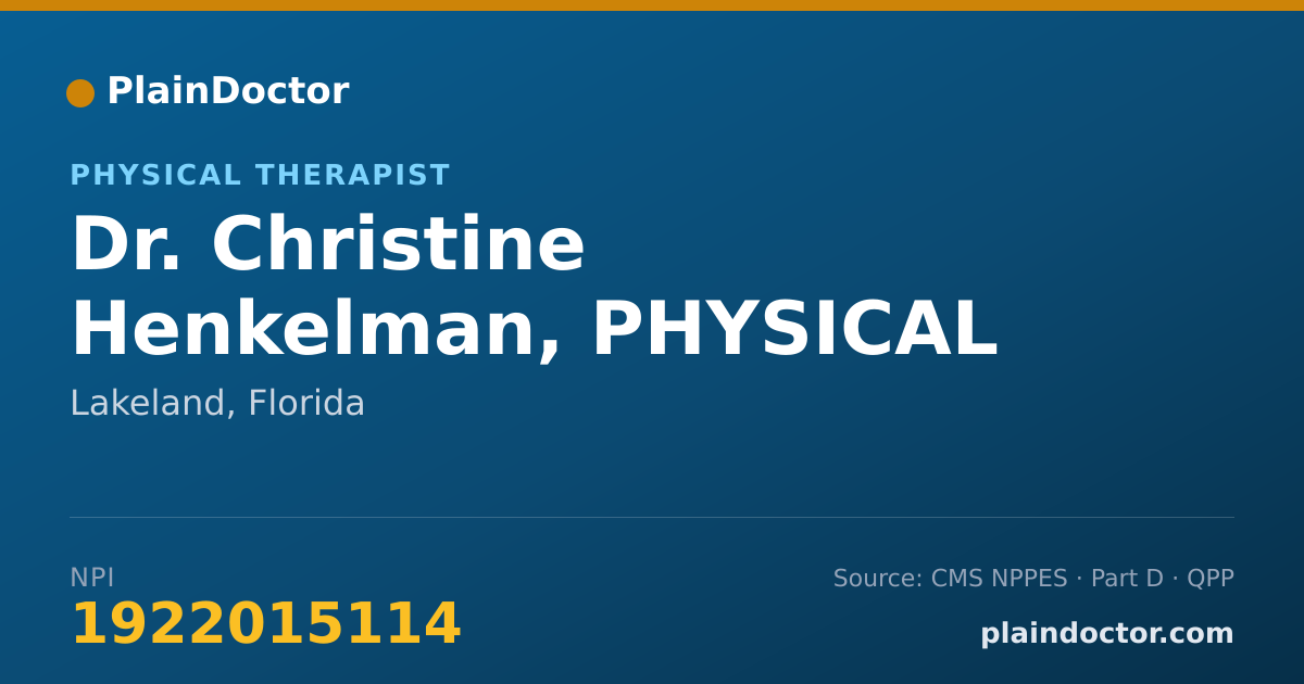 Shareable card for Christine Henkelman, PHYSICAL THERAPIST - Physical Therapist, Lakeland, FL