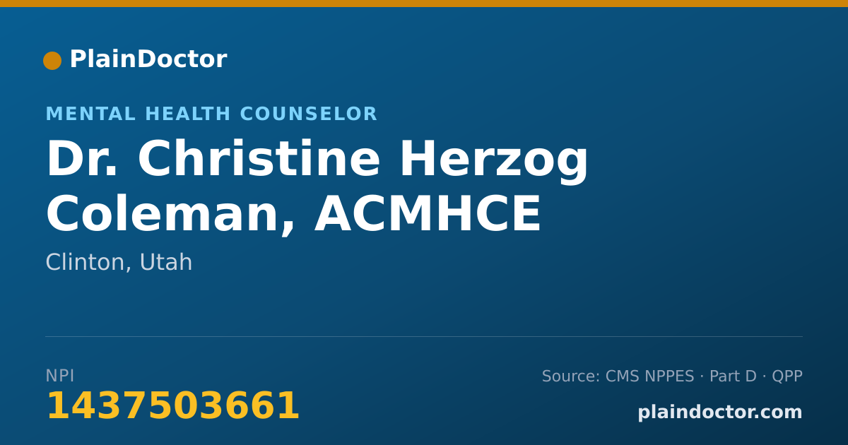 Shareable card for Christine Herzog Coleman, ACMHCE - Mental Health Counselor, Clinton, UT