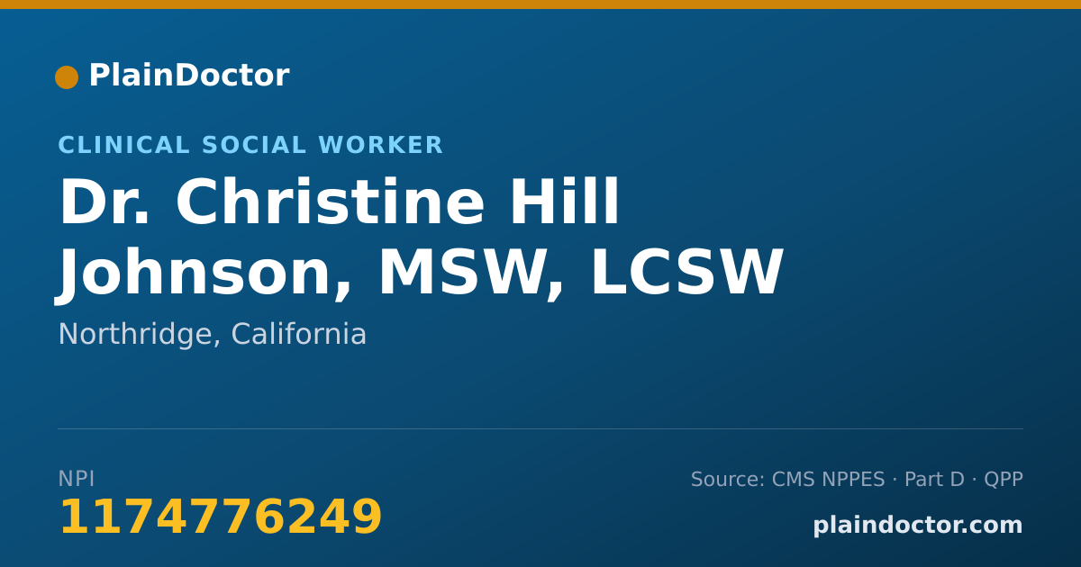 Shareable card for Christine Hill Johnson, MSW, LCSW - Clinical Social Worker, Northridge, CA