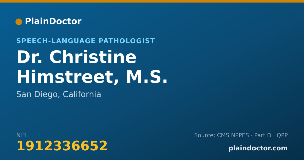 Shareable card for Christine Himstreet, M.S. CCC-SLP - Speech-Language Pathologist, San Diego, CA