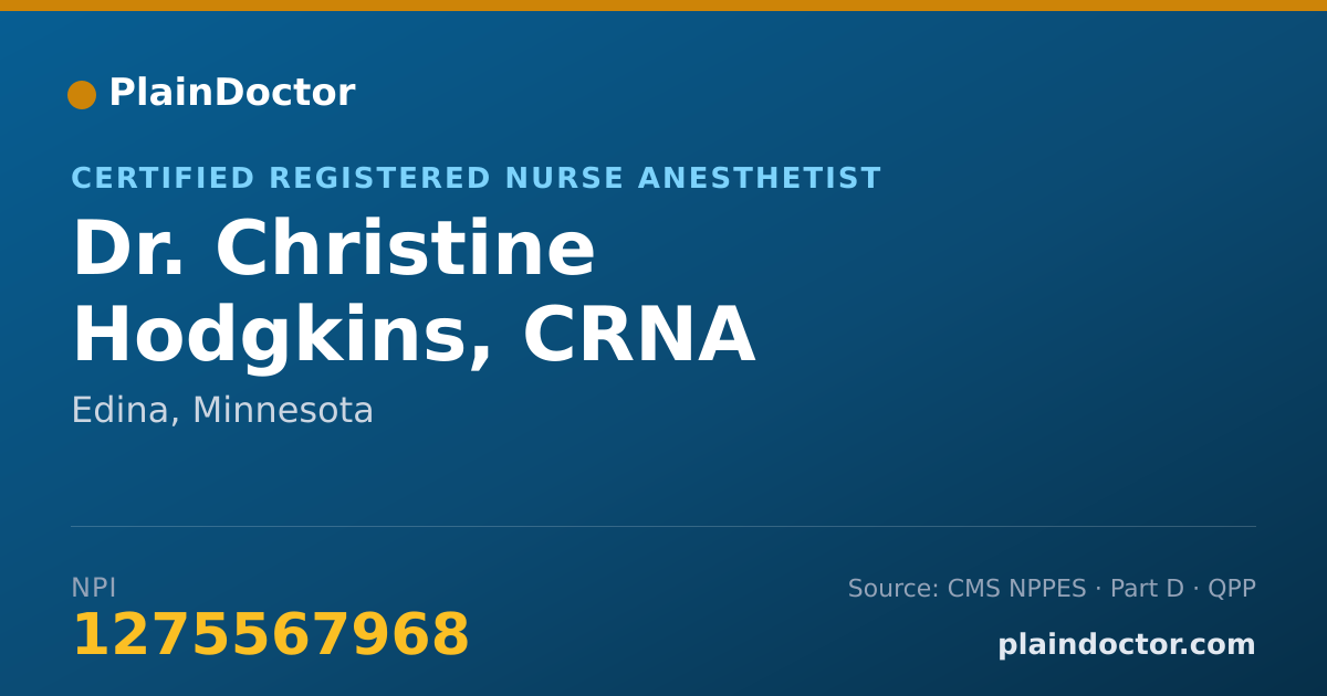 Shareable card for Christine Hodgkins, CRNA - Certified Registered Nurse Anesthetist, Edina, MN
