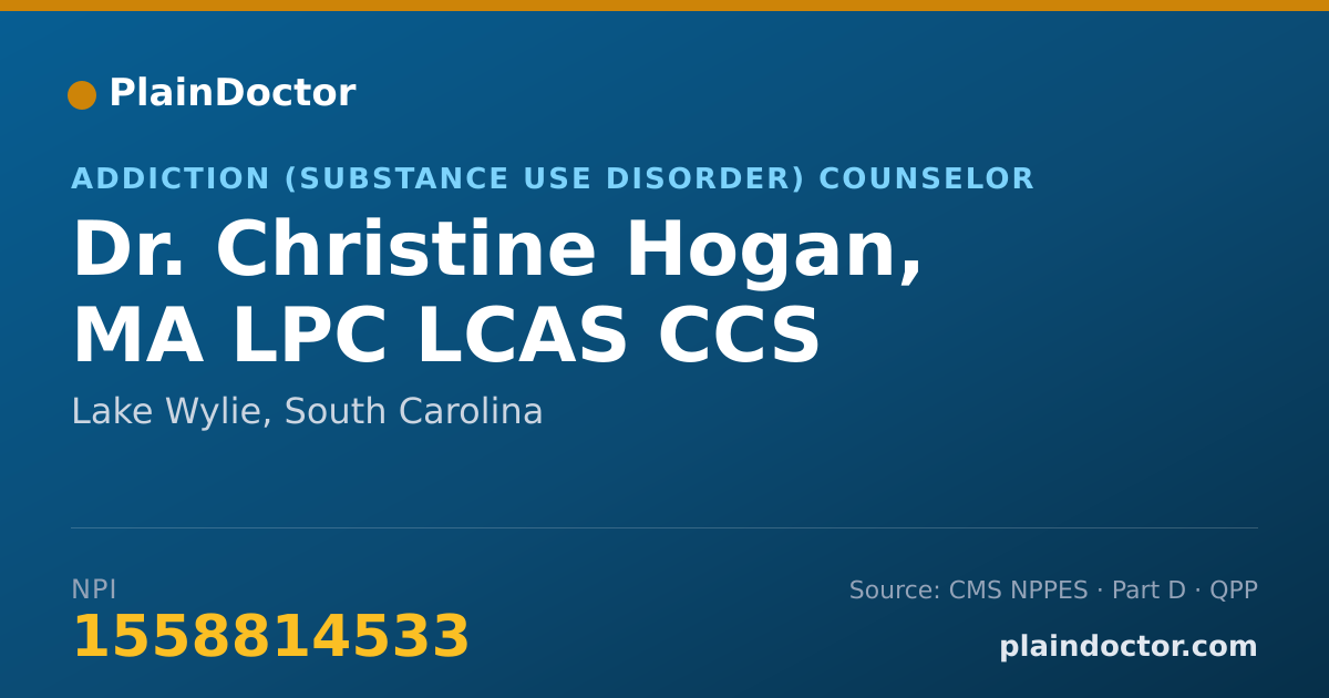 Shareable card for Christine Hogan, MA LPC LCAS CCS - Addiction (Substance Use Disorder) Counselor, Lake Wylie, SC