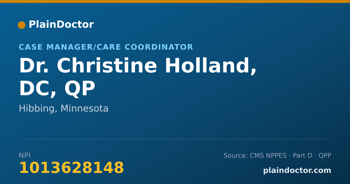 Shareable card for Christine Holland, DC, QP - Case Manager/Care Coordinator, Hibbing, MN