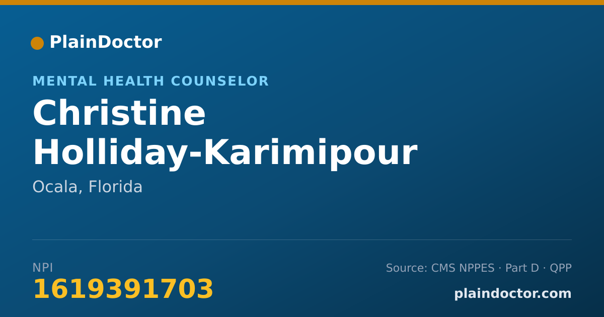 Shareable card for Christine Holliday-Karimipour - Mental Health Counselor, Ocala, FL