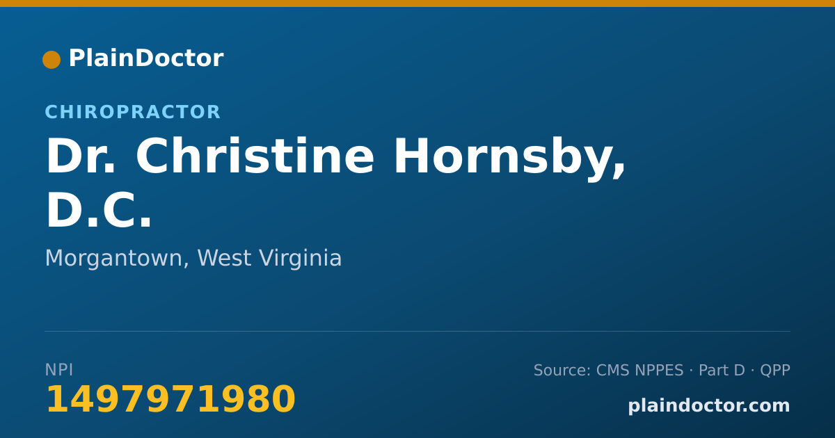 Shareable card for Christine Hornsby, D.C. - Chiropractor, Morgantown, WV