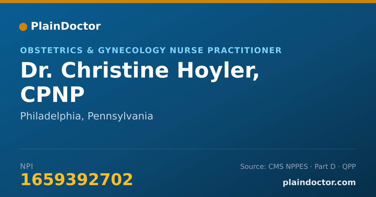 Shareable card for Christine Hoyler, CPNP - Obstetrics & Gynecology Nurse Practitioner, Philadelphia, PA