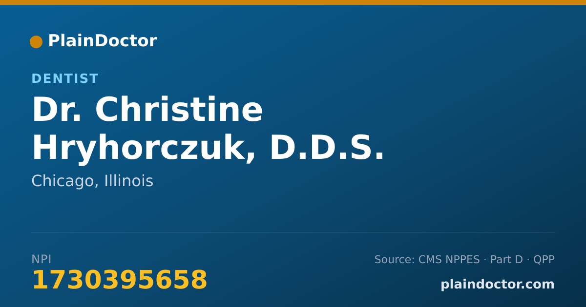 Shareable card for Christine Hryhorczuk, D.D.S. - Dentist, Chicago, IL