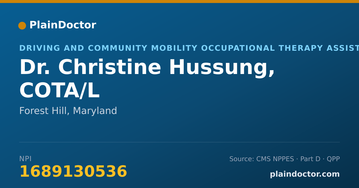 Shareable card for Christine Hussung, COTA/L - Driving and Community Mobility Occupational Therapy Assistant, Forest Hill, MD