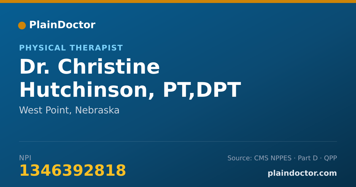 Shareable card for Christine Hutchinson, PT,DPT - Physical Therapist, West Point, NE