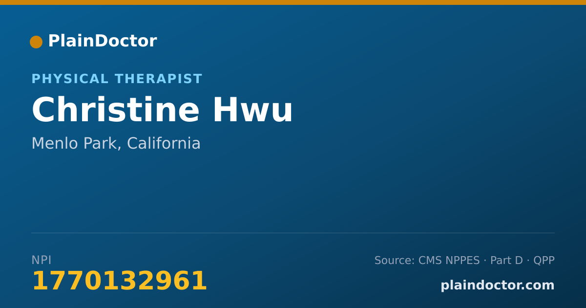 Shareable card for Christine Hwu - Physical Therapist, Menlo Park, CA