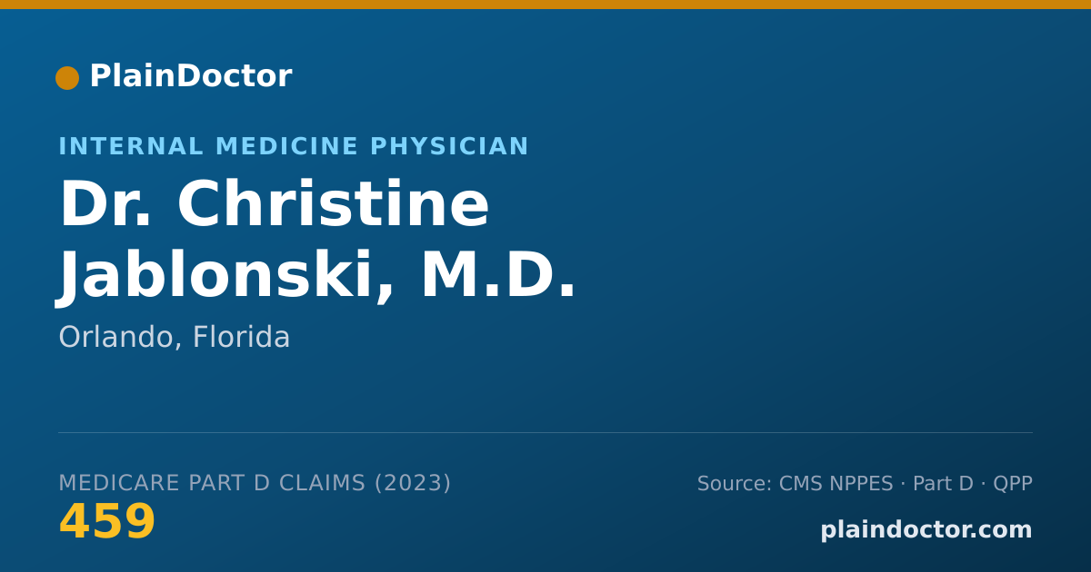 Shareable card for Christine Jablonski, M.D. - Internal Medicine Physician, Orlando, FL