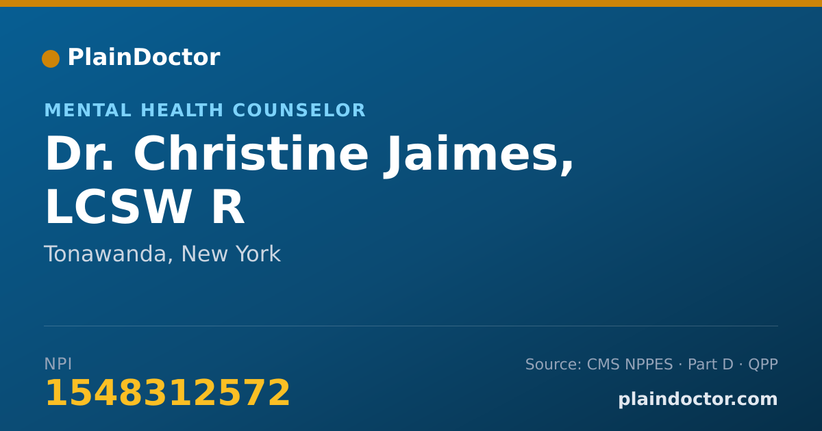Shareable card for Christine Jaimes, LCSW R - Mental Health Counselor, Tonawanda, NY