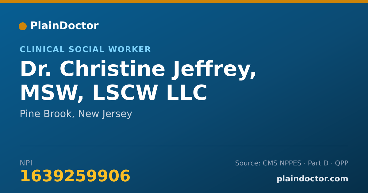 Shareable card for Christine Jeffrey, MSW, LSCW LLC - Clinical Social Worker, Pine Brook, NJ