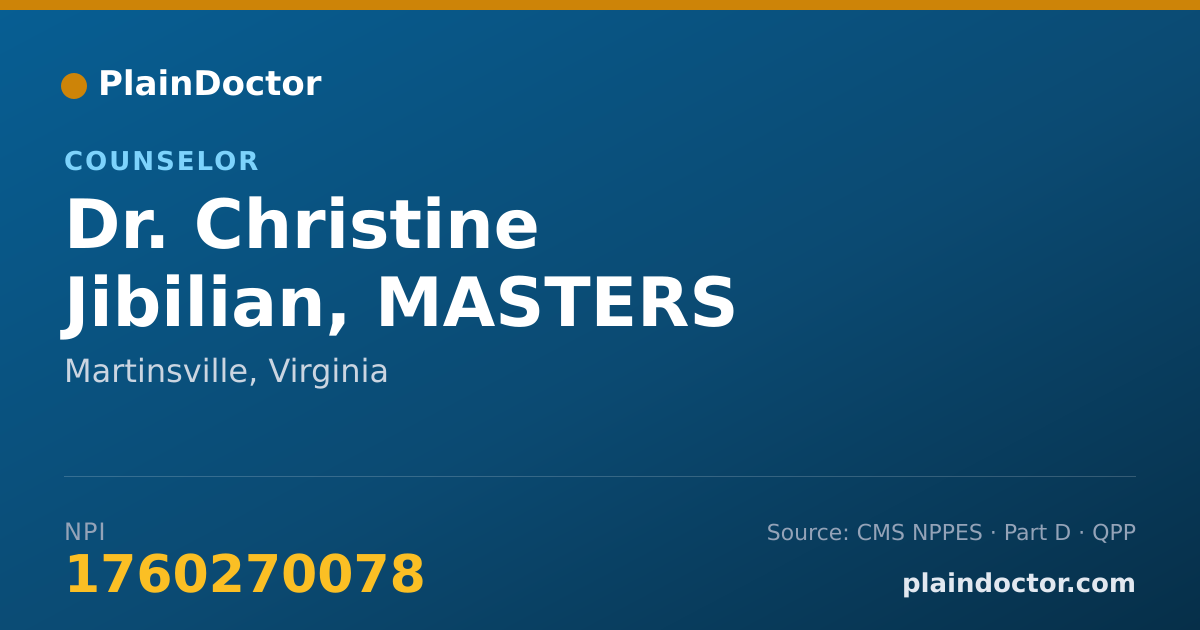 Shareable card for Christine Jibilian, MASTERS STUDENT - Counselor, Martinsville, VA