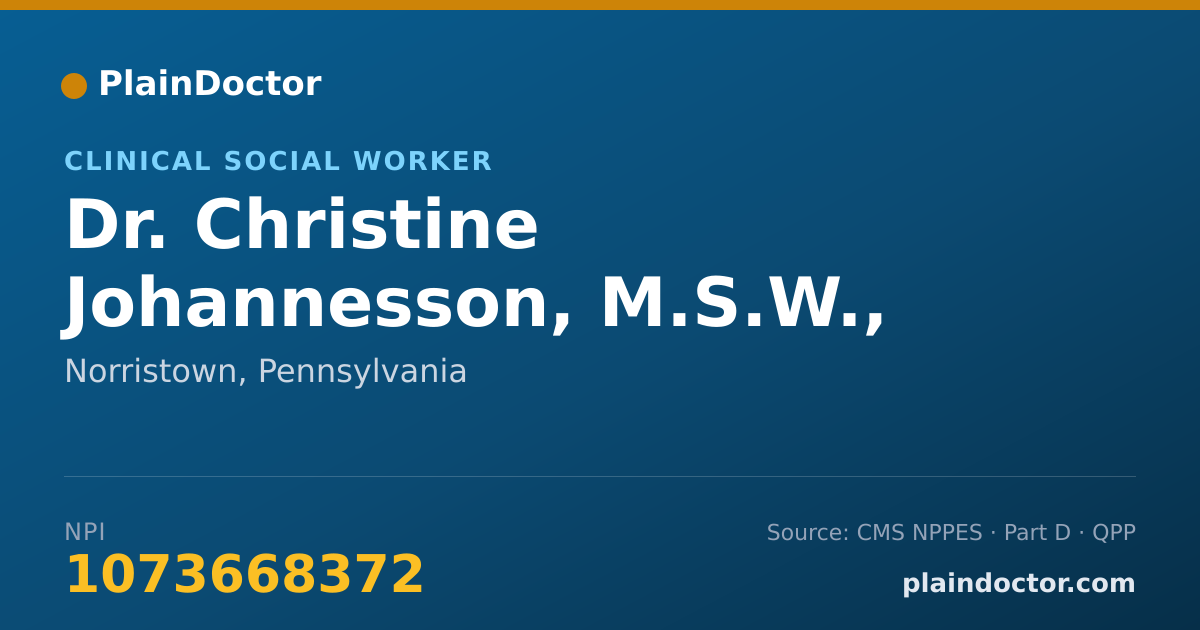 Shareable card for Christine Johannesson, M.S.W., L.C.S.W. - Clinical Social Worker, Norristown, PA