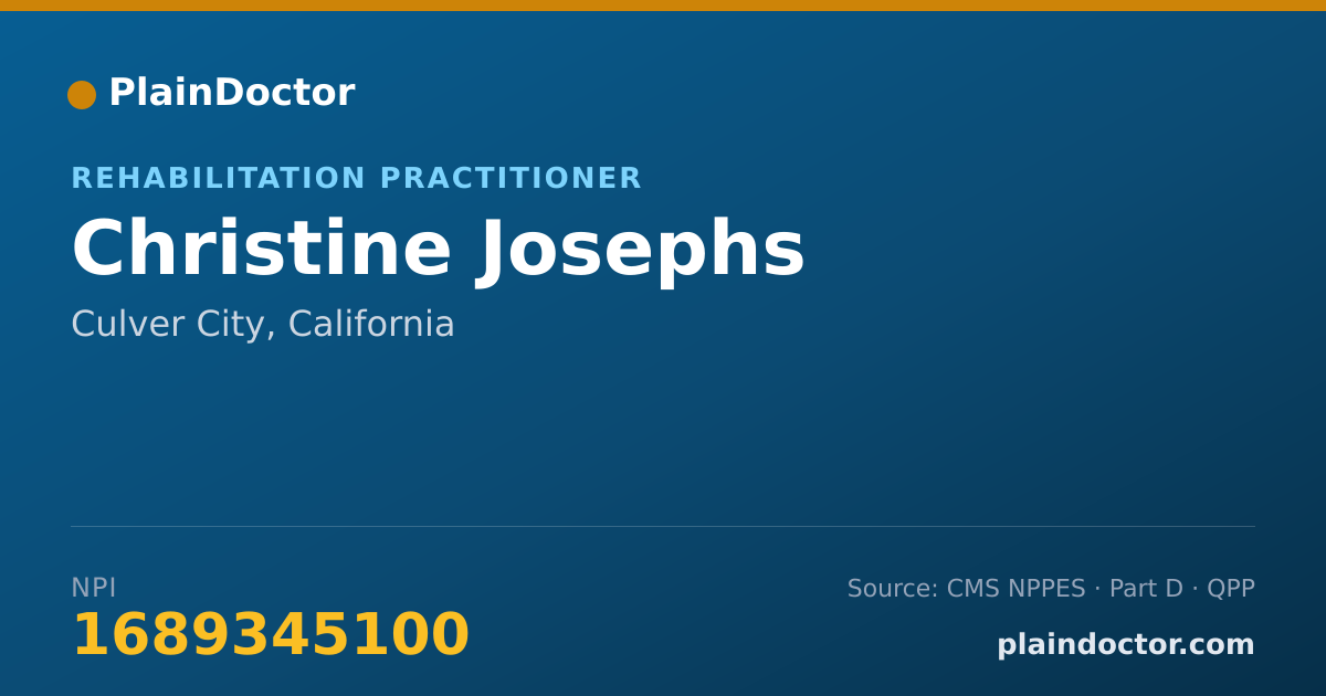 Shareable card for Christine Josephs - Rehabilitation Practitioner, Culver City, CA