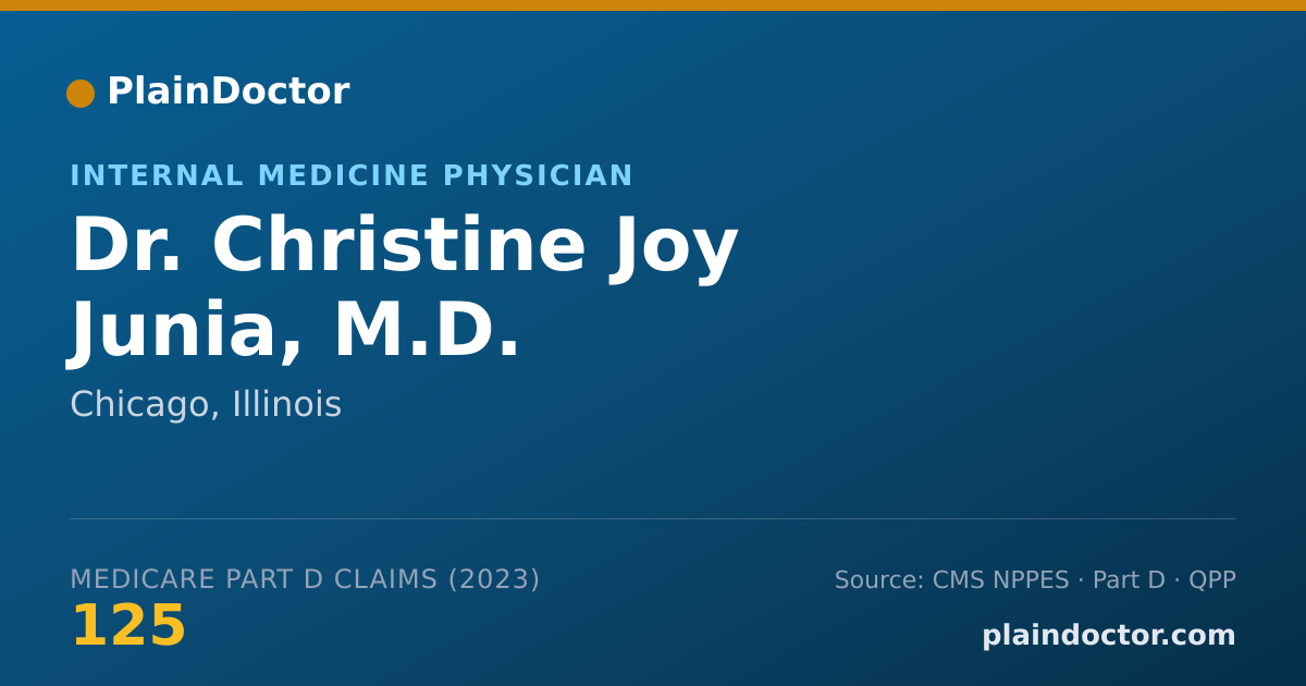 Shareable card for Christine Joy Junia, M.D. - Internal Medicine Physician, Chicago, IL