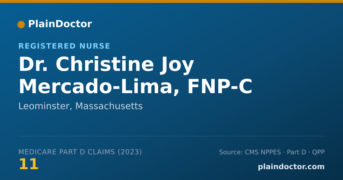 Shareable card for Christine Joy Mercado-Lima, FNP-C - Registered Nurse, Leominster, MA