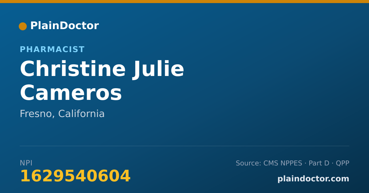 Shareable card for Christine Julie Cameros - Pharmacist, Fresno, CA