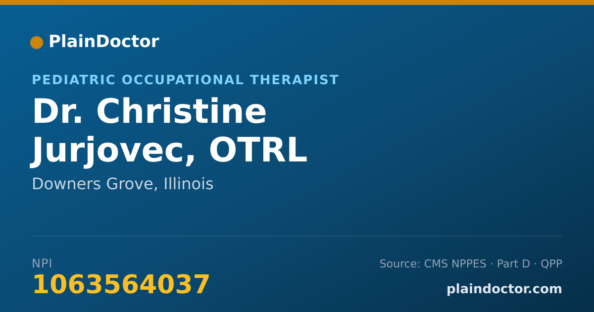 Shareable card for Christine Jurjovec, OTRL - Pediatric Occupational Therapist, Downers Grove, IL