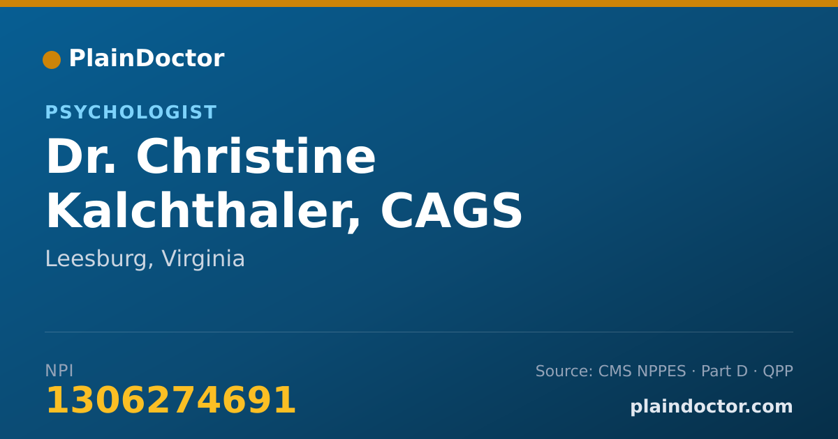 Shareable card for Christine Kalchthaler, CAGS - Psychologist, Leesburg, VA