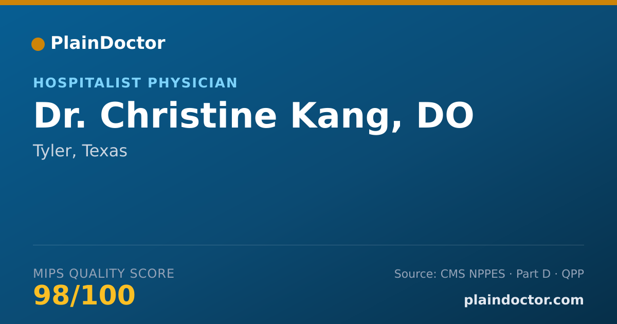 Shareable card for Christine Kang, DO - Hospitalist Physician, Tyler, TX