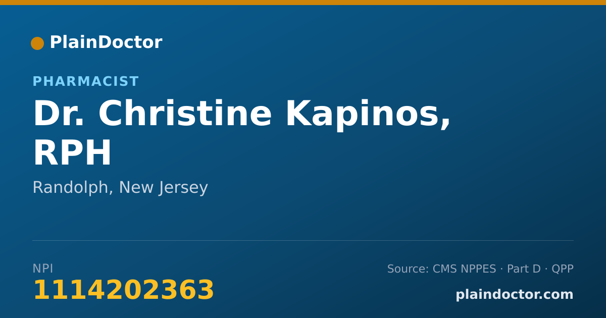 Shareable card for Christine Kapinos, RPH - Pharmacist, Randolph, NJ