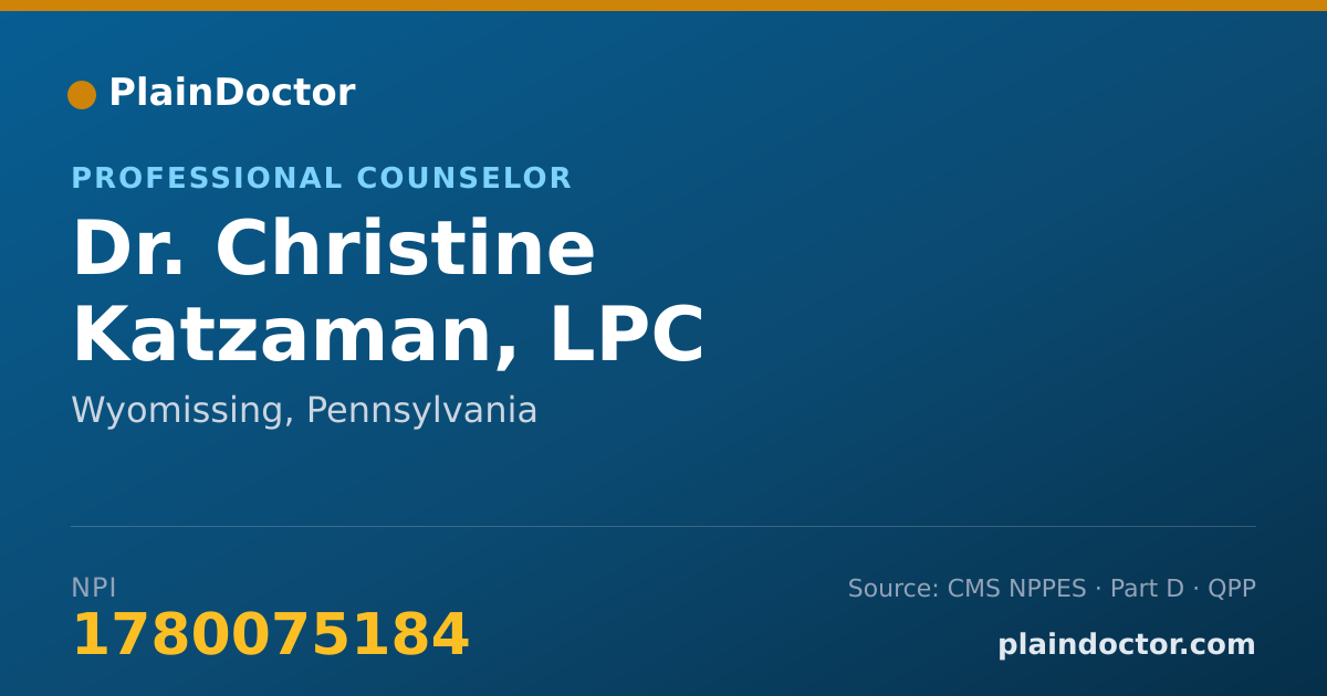 Shareable card for Christine Katzaman, LPC - Professional Counselor, Wyomissing, PA