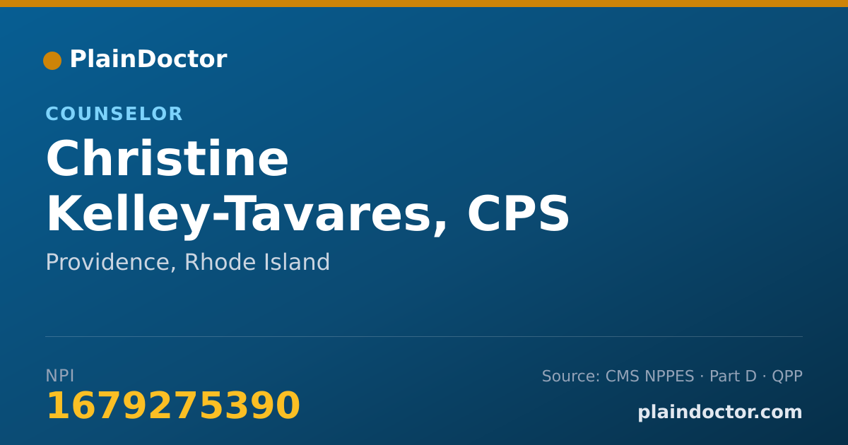 Shareable card for Christine Kelley-Tavares, CPS - Counselor, Providence, RI