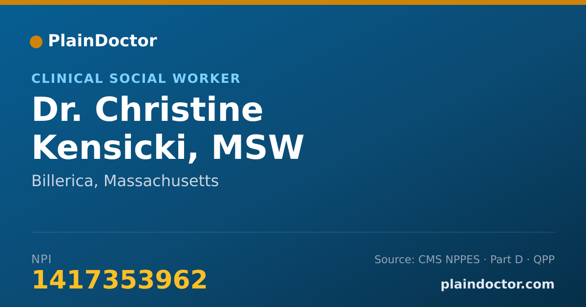 Shareable card for Christine Kensicki, MSW - Clinical Social Worker, Billerica, MA